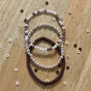 Sterling Silver-Purple Stretchy Bracelet Set